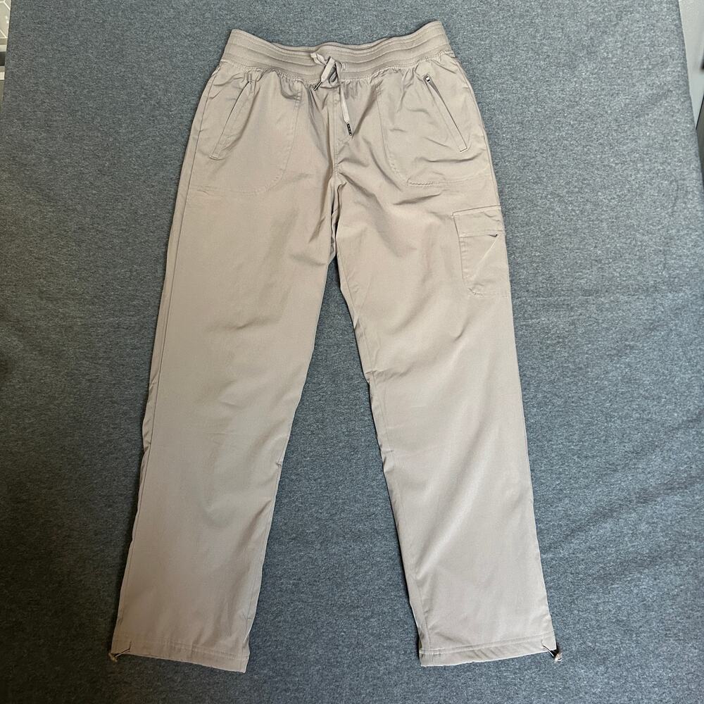 eddie bauer fleece lined joggers L, grey/purple, straight leg